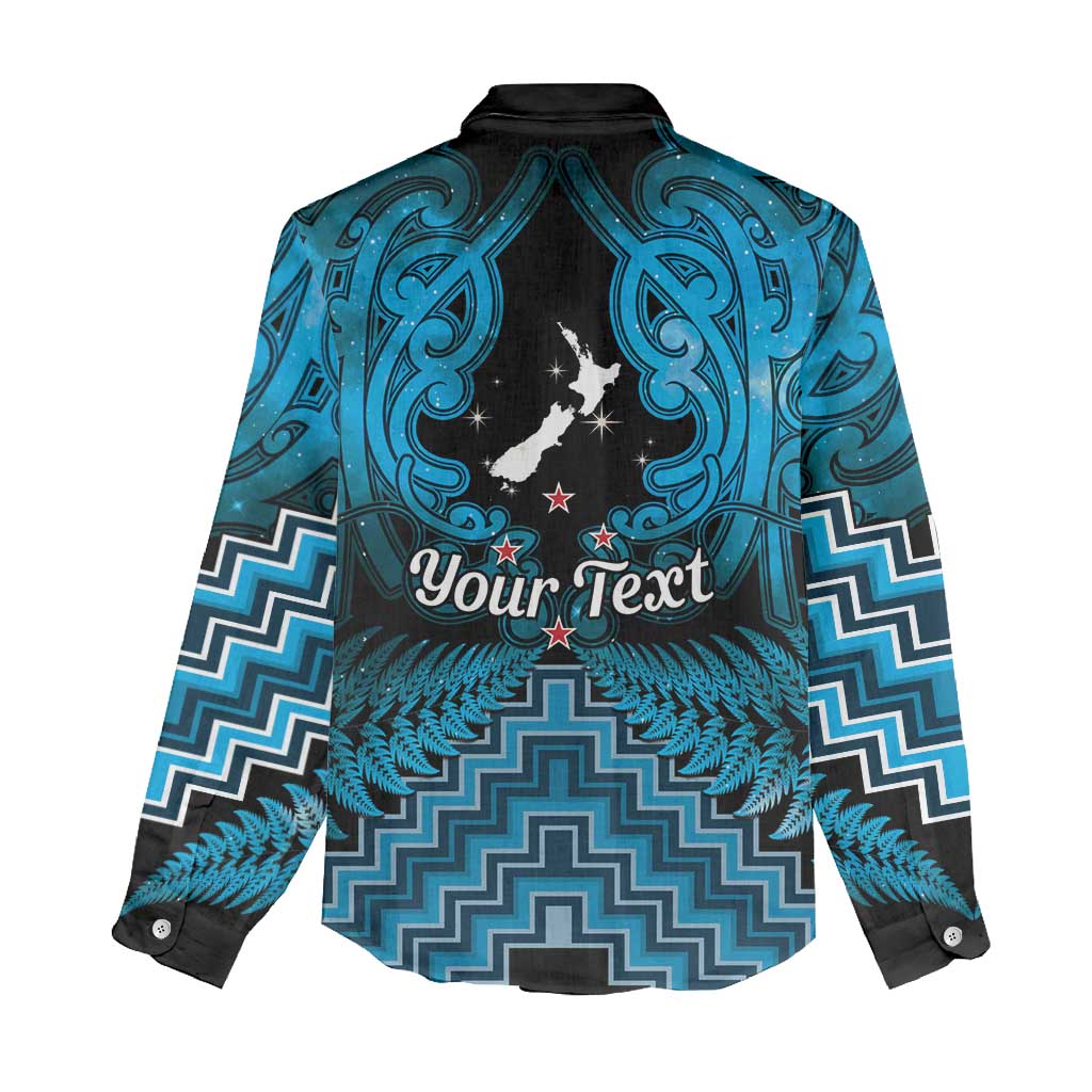 Personalised Aotearoa Matariki Women Casual Shirt Turquoise Fern Maori Poutama LT01 - Polynesian Pride