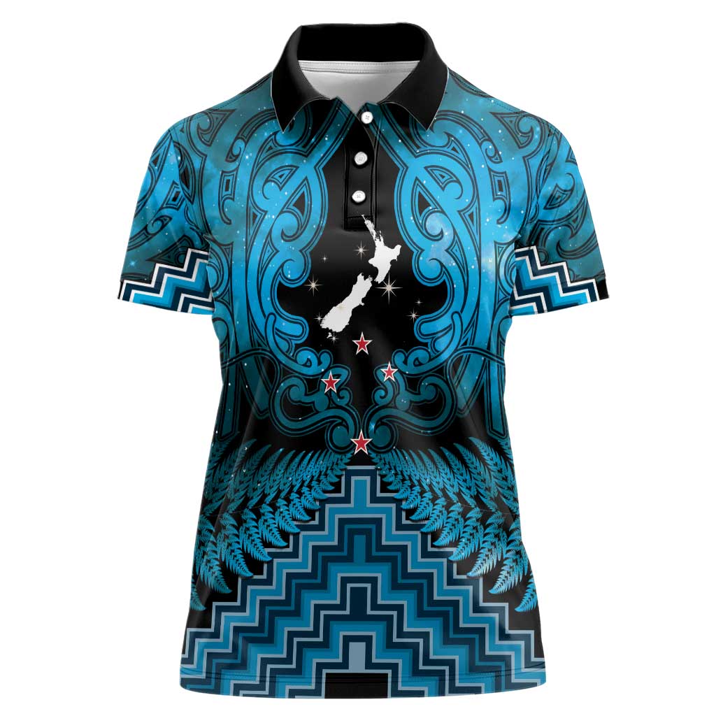 Personalised Aotearoa Matariki Women Polo Shirt Turquoise Fern Maori Poutama LT01 Female Turquoise - Polynesian Pride