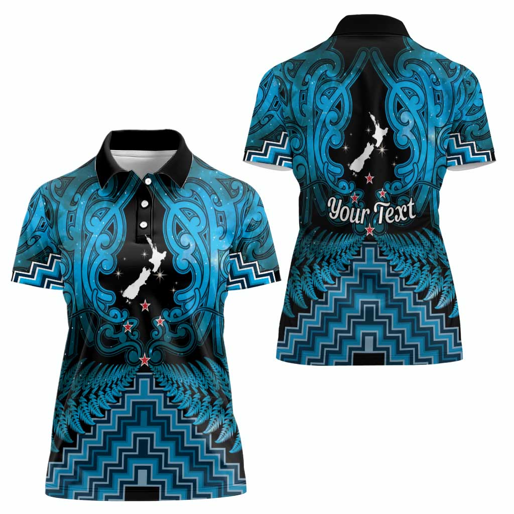 Personalised Aotearoa Matariki Women Polo Shirt Turquoise Fern Maori Poutama LT01 - Polynesian Pride