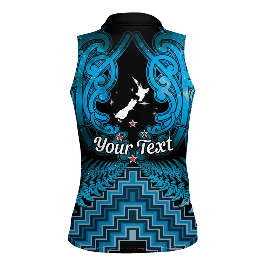 Personalised Aotearoa Matariki Women Sleeveless Polo Shirt Turquoise Fern Maori Poutama LT01 - Polynesian Pride