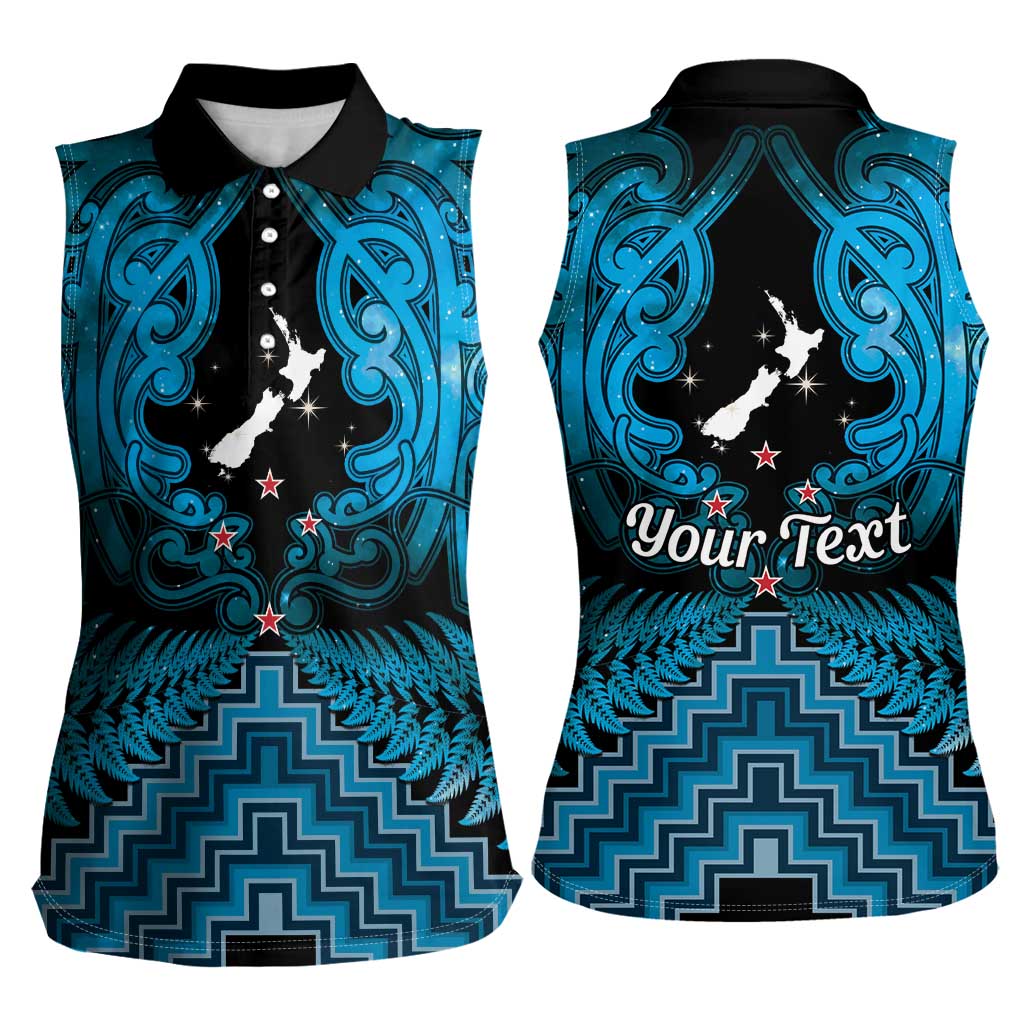 Personalised Aotearoa Matariki Women Sleeveless Polo Shirt Turquoise Fern Maori Poutama LT01 - Polynesian Pride