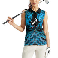 Personalised Aotearoa Matariki Women Sleeveless Polo Shirt Turquoise Fern Maori Poutama LT01 - Polynesian Pride