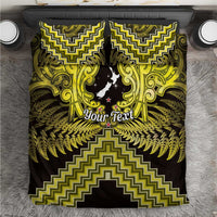Personalised Aotearoa Matariki Bedding Set Yellow Fern Maori Poutama