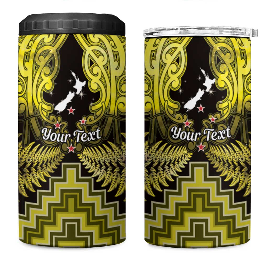 Personalised Aotearoa Matariki 4 in 1 Can Cooler Tumbler Yellow Fern Maori Poutama LT01 One Size: 16 oz Yellow - Polynesian Pride