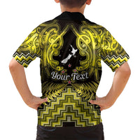 Personalised Aotearoa Matariki Family Matching Long Sleeve Bodycon Dress and Hawaiian Shirt Yellow Fern Maori Poutama LT01 - Polynesian Pride