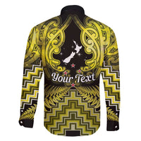 Personalised Aotearoa Matariki Family Matching Off Shoulder Maxi Dress and Hawaiian Shirt Yellow Fern Maori Poutama LT01 - Polynesian Pride