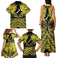 Personalised Aotearoa Matariki Family Matching Tank Maxi Dress and Hawaiian Shirt Yellow Fern Maori Poutama LT01 - Polynesian Pride