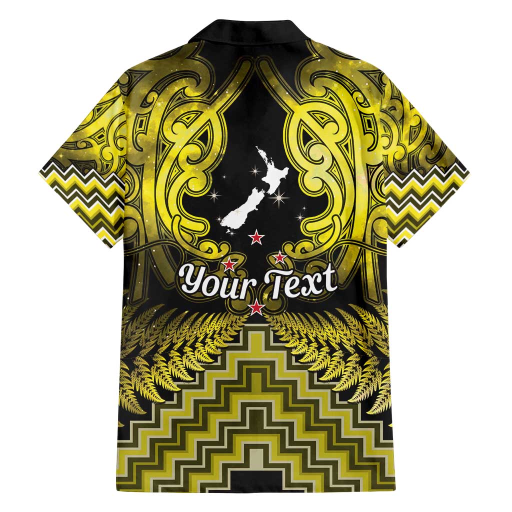 Personalised Aotearoa Matariki Family Matching Tank Maxi Dress and Hawaiian Shirt Yellow Fern Maori Poutama LT01 - Polynesian Pride