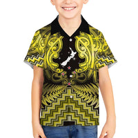 Personalised Aotearoa Matariki Hawaiian Shirt Yellow Fern Maori Poutama