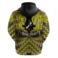 Personalised Aotearoa Matariki Hoodie Yellow Fern Maori Poutama