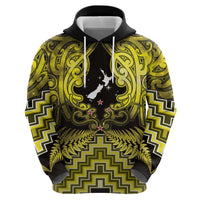 Personalised Aotearoa Matariki Hoodie Yellow Fern Maori Poutama