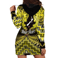 Personalised Aotearoa Matariki Hoodie Dress Yellow Fern Maori Poutama LT01 - Polynesian Pride