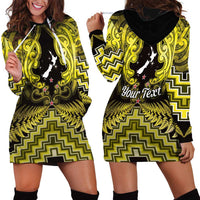 Personalised Aotearoa Matariki Hoodie Dress Yellow Fern Maori Poutama LT01 - Polynesian Pride