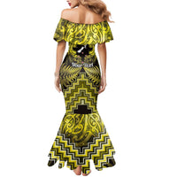 Personalised Aotearoa Matariki Mermaid Dress Yellow Fern Maori Poutama LT01 - Polynesian Pride