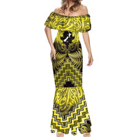 Personalised Aotearoa Matariki Mermaid Dress Yellow Fern Maori Poutama LT01 - Polynesian Pride