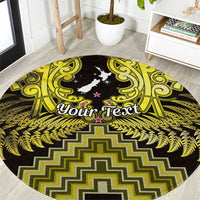 Personalised Aotearoa Matariki Round Carpet Yellow Fern Maori Poutama LT01 Yellow - Polynesian Pride