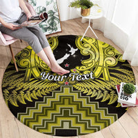 Personalised Aotearoa Matariki Round Carpet Yellow Fern Maori Poutama LT01 - Polynesian Pride