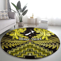 Personalised Aotearoa Matariki Round Carpet Yellow Fern Maori Poutama LT01 - Polynesian Pride