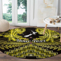 Personalised Aotearoa Matariki Round Carpet Yellow Fern Maori Poutama LT01 - Polynesian Pride
