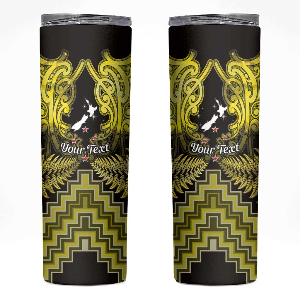 Personalised Aotearoa Matariki Skinny Tumbler Yellow Fern Maori Poutama LT01 Yellow - Polynesian Pride