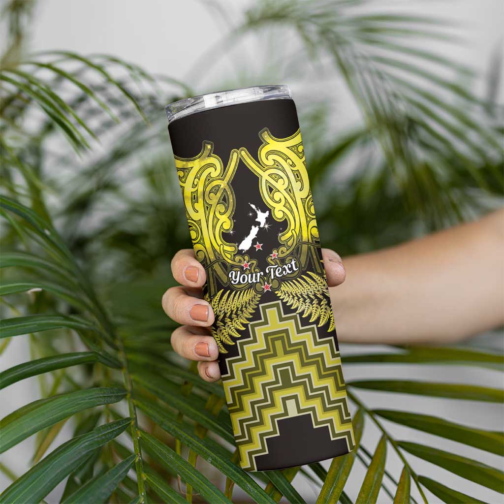 Personalised Aotearoa Matariki Skinny Tumbler Yellow Fern Maori Poutama LT01 - Polynesian Pride