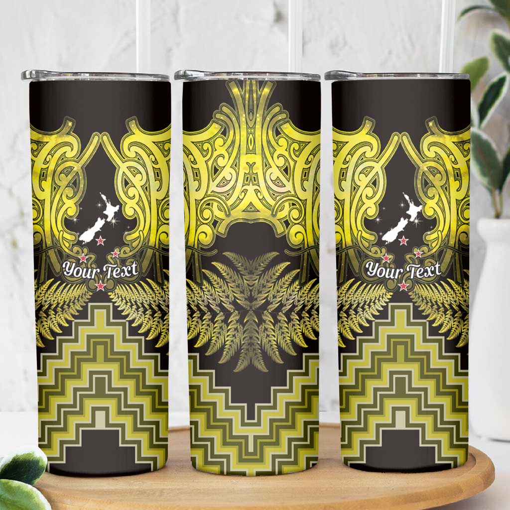 Personalised Aotearoa Matariki Skinny Tumbler Yellow Fern Maori Poutama LT01 - Polynesian Pride