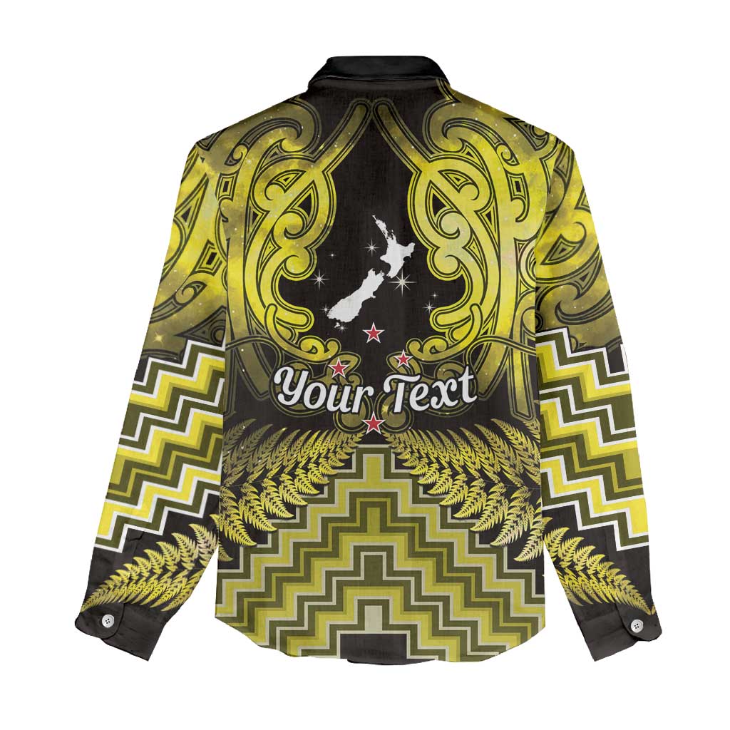 Personalised Aotearoa Matariki Women Casual Shirt Yellow Fern Maori Poutama LT01 - Polynesian Pride