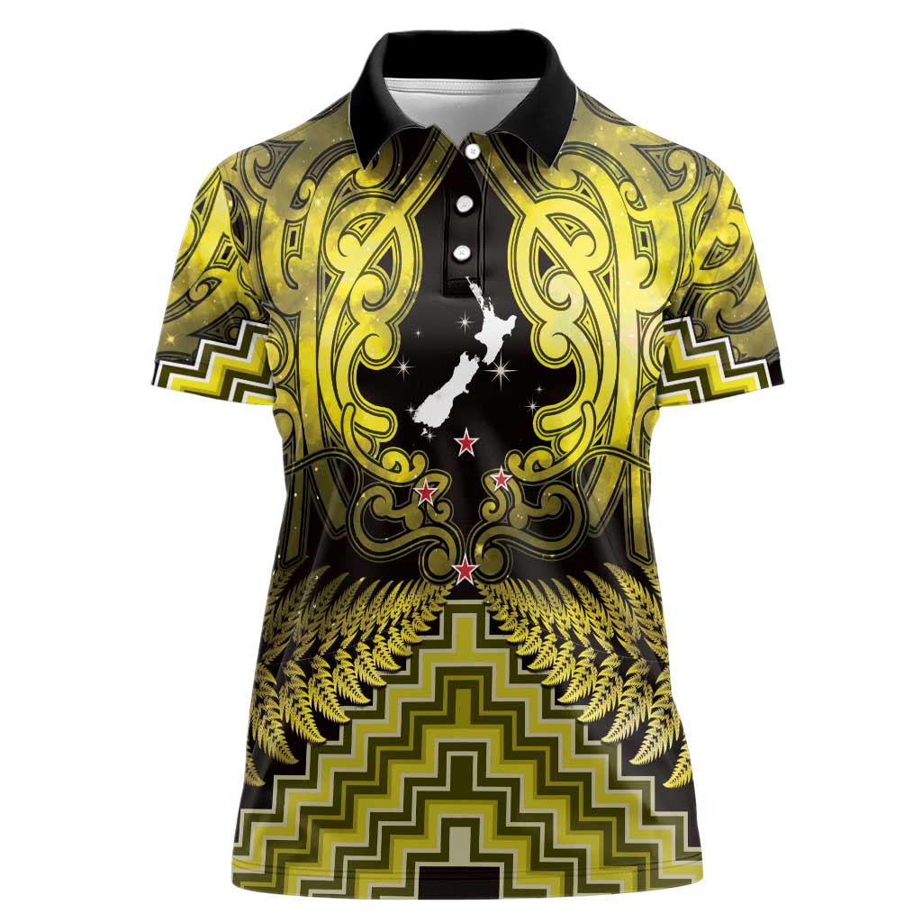 Personalised Aotearoa Matariki Women Polo Shirt Yellow Fern Maori Poutama LT01 Female Yellow - Polynesian Pride
