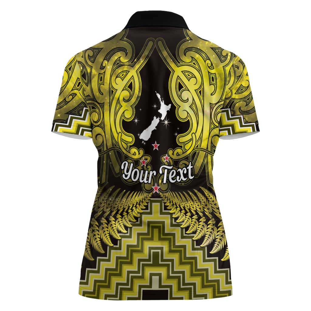 Personalised Aotearoa Matariki Women Polo Shirt Yellow Fern Maori Poutama LT01 - Polynesian Pride