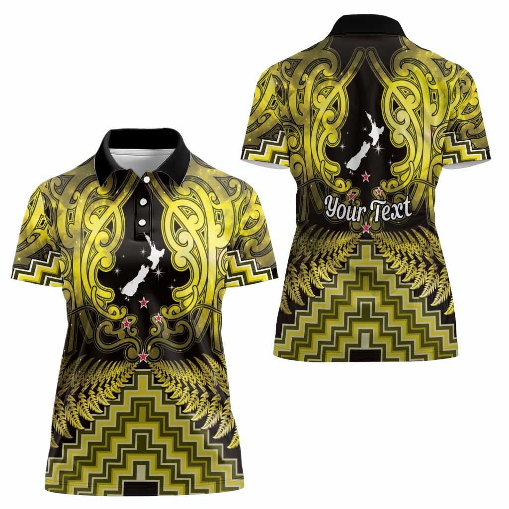 Personalised Aotearoa Matariki Women Polo Shirt Yellow Fern Maori Poutama LT01 - Polynesian Pride