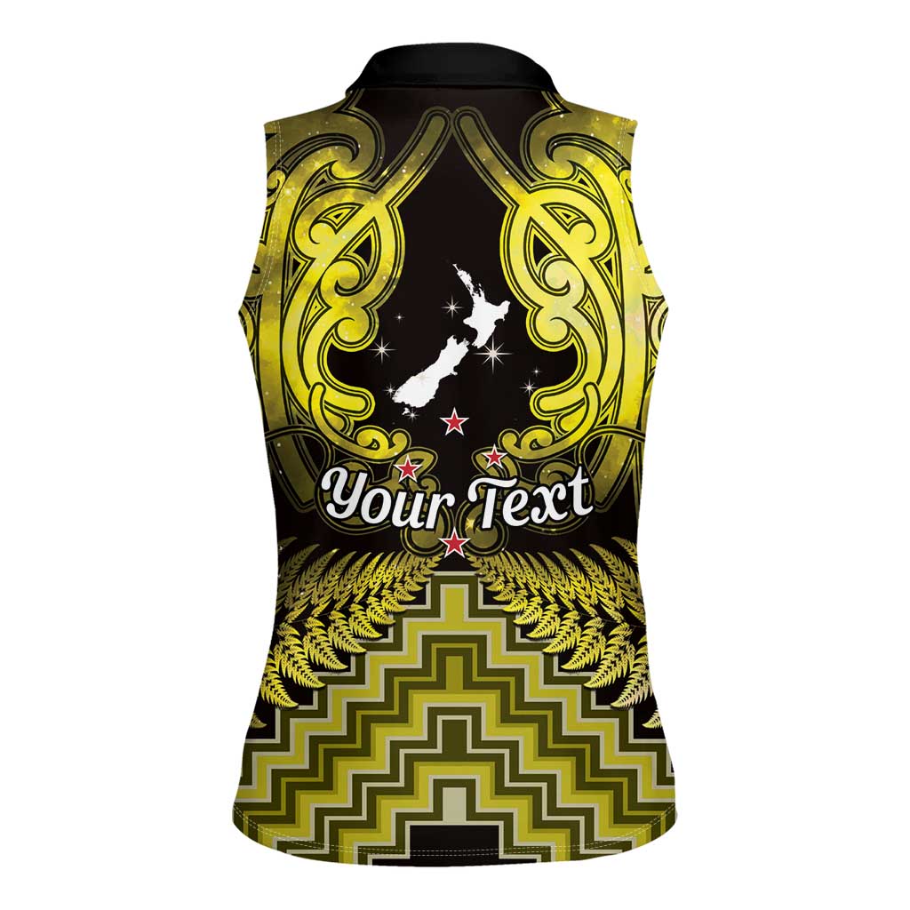 Personalised Aotearoa Matariki Women Sleeveless Polo Shirt Yellow Fern Maori Poutama LT01 - Polynesian Pride