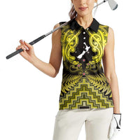 Personalised Aotearoa Matariki Women Sleeveless Polo Shirt Yellow Fern Maori Poutama LT01 - Polynesian Pride