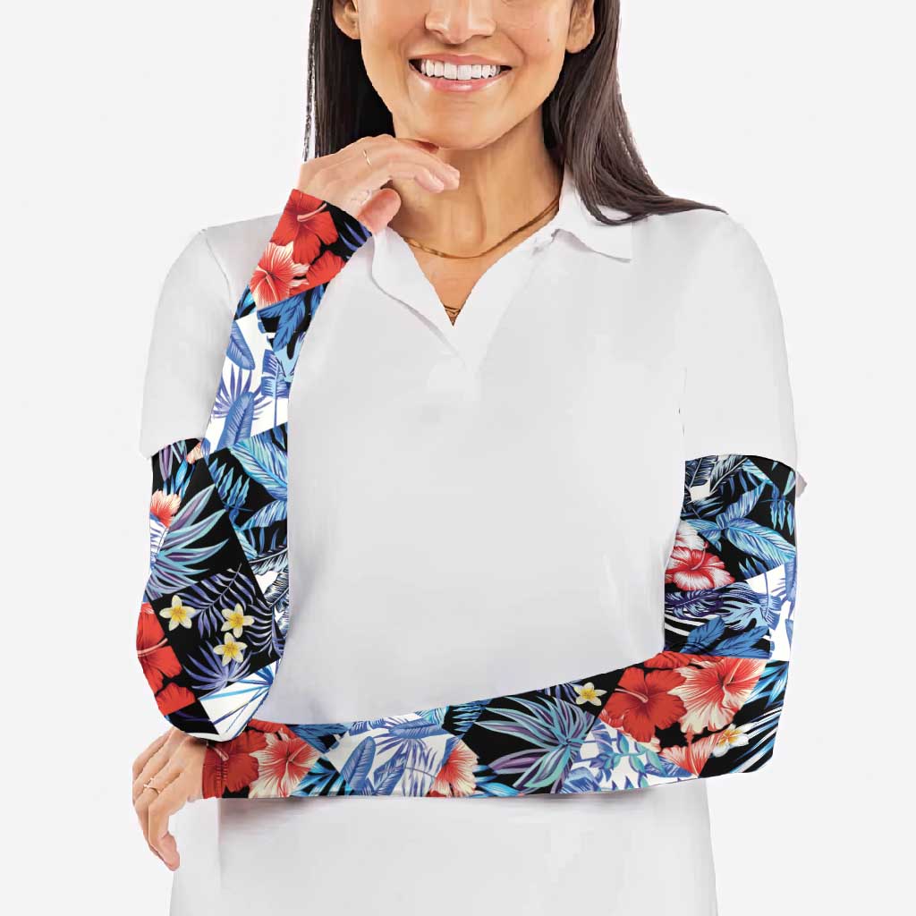 Hawaii Tropicana Blue Pattern Arm Sleeves - Polynesian Pride