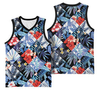 Hawaii Tropicana Blue Pattern Basketball Jersey - Polynesian Pride