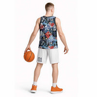 Hawaii Tropicana Blue Pattern Basketball Jersey - Polynesian Pride