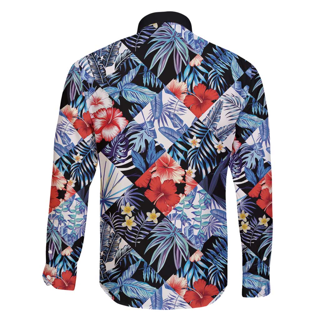 Hawaii Tropicana Blue Pattern Family Matching Long Sleeve Bodycon Dress and Hawaiian Shirt LT01 - Polynesian Pride