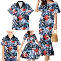 Hawaii Tropicana Blue Pattern Family Matching Mermaid Dress and Hawaiian Shirt LT01 - Polynesian Pride