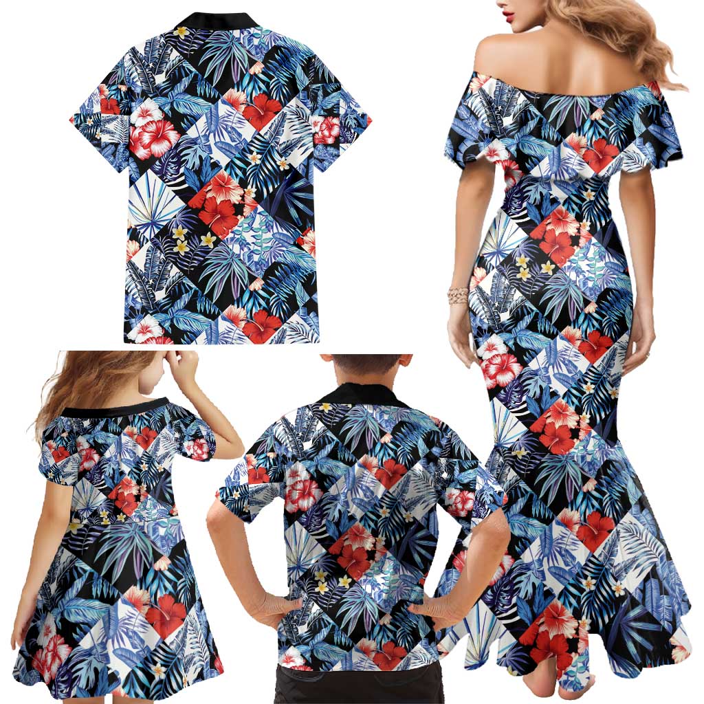 Hawaii Tropicana Blue Pattern Family Matching Mermaid Dress and Hawaiian Shirt LT01 - Polynesian Pride