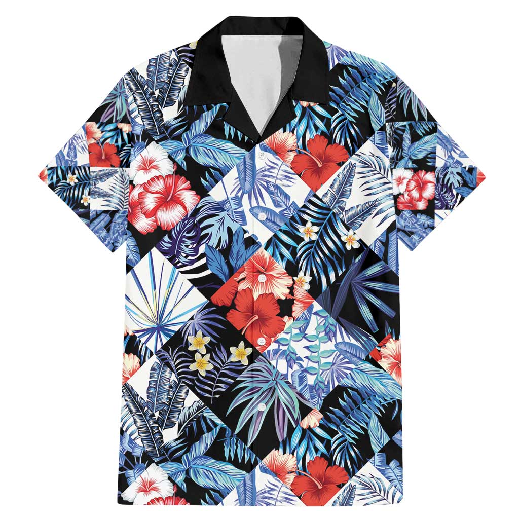 Hawaii Tropicana Blue Pattern Family Matching Mermaid Dress and Hawaiian Shirt LT01 Dad's Shirt - Short Sleeve Blue - Polynesian Pride