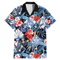 Hawaii Tropicana Blue Pattern Family Matching Mermaid Dress and Hawaiian Shirt LT01 Dad's Shirt - Short Sleeve Blue - Polynesian Pride