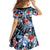 Hawaii Tropicana Blue Pattern Family Matching Off The Shoulder Long Sleeve Dress and Hawaiian Shirt - Polynesian Pride