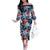 Hawaii Tropicana Blue Pattern Family Matching Off The Shoulder Long Sleeve Dress and Hawaiian Shirt - Polynesian Pride