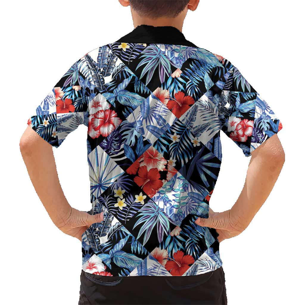 Hawaii Tropicana Blue Pattern Family Matching Short Sleeve Bodycon Dress and Hawaiian Shirt LT01 - Polynesian Pride