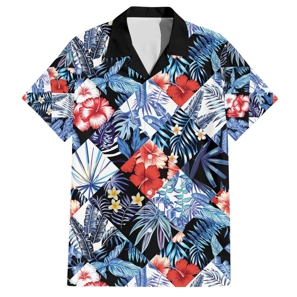Hawaii Tropicana Blue Pattern Family Matching Short Sleeve Bodycon Dress and Hawaiian Shirt LT01 Dad's Shirt - Short Sleeve Blue - Polynesian Pride