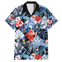 Hawaii Tropicana Blue Pattern Family Matching Short Sleeve Bodycon Dress and Hawaiian Shirt LT01 Dad's Shirt - Short Sleeve Blue - Polynesian Pride