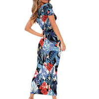 Hawaii Tropicana Blue Pattern Family Matching Short Sleeve Bodycon Dress and Hawaiian Shirt LT01 - Polynesian Pride
