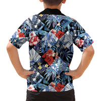 Hawaii Tropicana Blue Pattern Family Matching Tank Maxi Dress and Hawaiian Shirt - Polynesian Pride