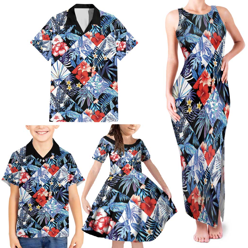 Hawaii Tropicana Blue Pattern Family Matching Tank Maxi Dress and Hawaiian Shirt LT01 - Polynesian Pride