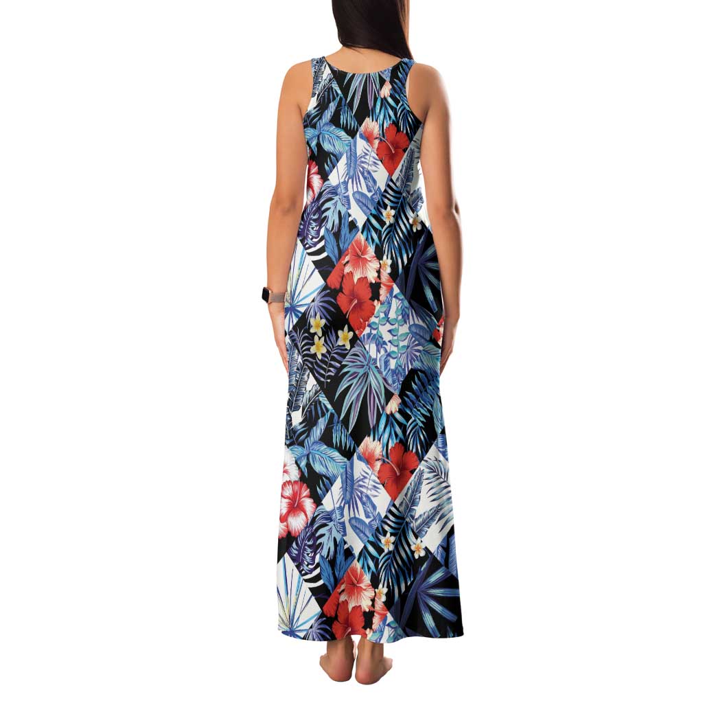 Hawaii Tropicana Blue Pattern Family Matching Tank Maxi Dress and Hawaiian Shirt - Polynesian Pride