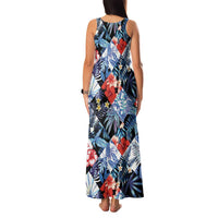 Hawaii Tropicana Blue Pattern Family Matching Tank Maxi Dress and Hawaiian Shirt - Polynesian Pride